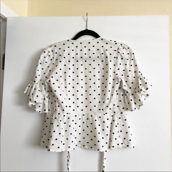 WAYF polka dot ruffle wrap top - Picture 4 of 5